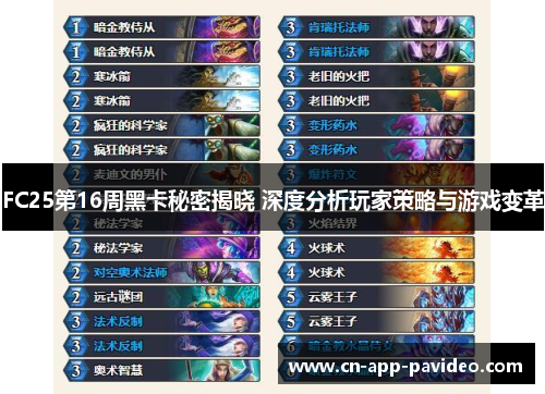 FC25第16周黑卡秘密揭晓 深度分析玩家策略与游戏变革 FC25第16周黑卡秘密揭晓 深度分析玩家策略与游戏变革